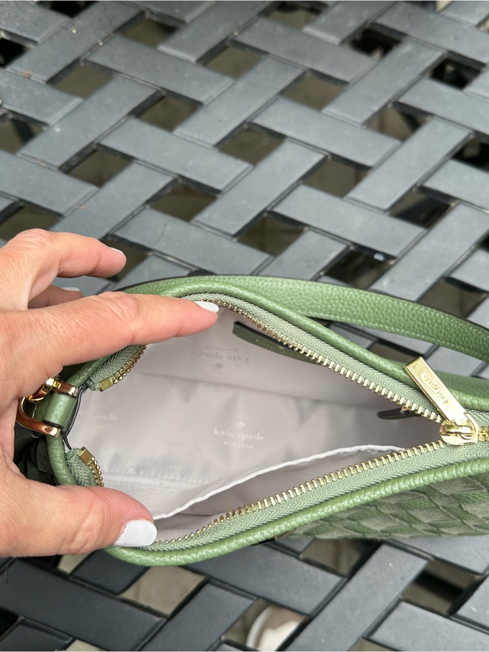 Kate Spade Green Kayla Small Convertible Woven Shoulder Bag - Picture 9 of 14